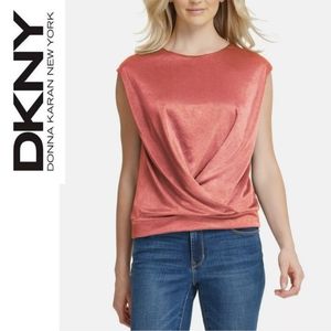 DKNY Womens Coral Pink Sleeveless Blouse